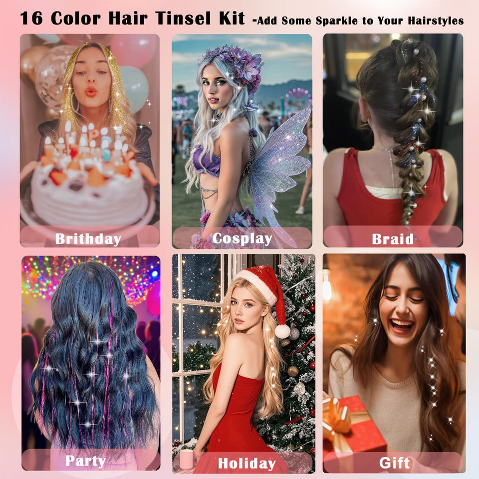 16-Color Fairy Hair Tinsel Kit
